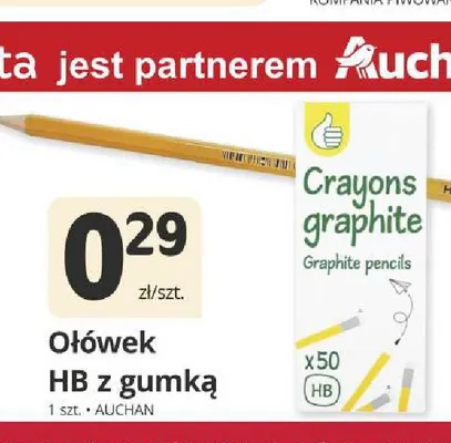 Ołówek HB z gumką Auchan promocja w Marketvita
