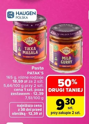 Pasta Mild Curry Patak's promocja w Carrefour