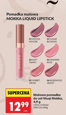 Pomadka matowa do ust Niuqi Mokka Liquid Lipstick 01 Mocha Mousse promocja w Biedronka