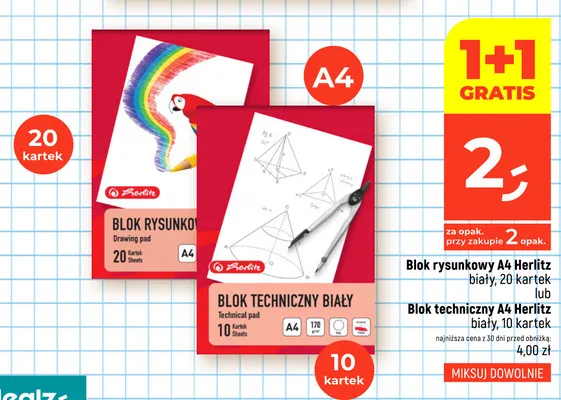 Blok rysunkowy A4 Herlitz biały promocja w Dealz