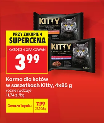 Karma dla kotów w saszetkach Kitty 4-pak promocja w Biedronka