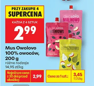 Mus 100% owoców malinowy promocja w Biedronka