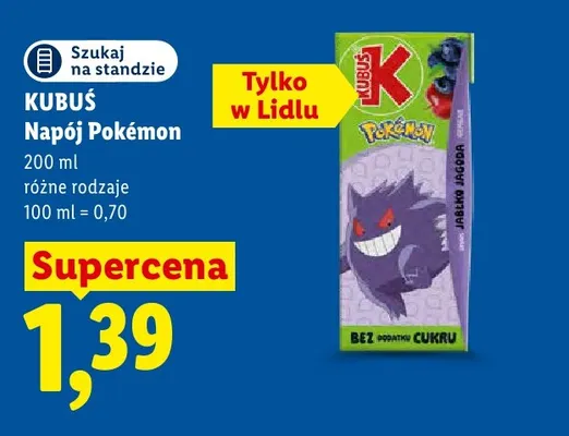 Napój Kubuś Pokémon Jabłko Jagoda promocja w Lidl
