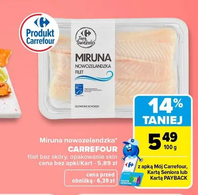 Miruna nowozelandzka filet bez skóry Carrefour promocja w Carrefour Market