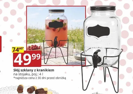 Słój szklany z kranikiem na stojaku promocja w Prymus AGD
