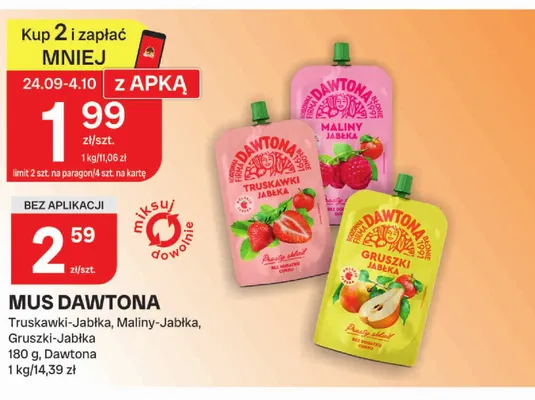 Mus Dawtona truskawki-jabłka promocja w Chorten