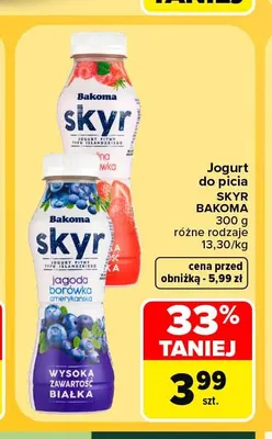 Jogurt do picia Skyr Bakoma promocja w Carrefour Market