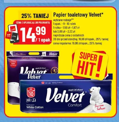 Papier toaletowy Velvet promocja w POLOmarket