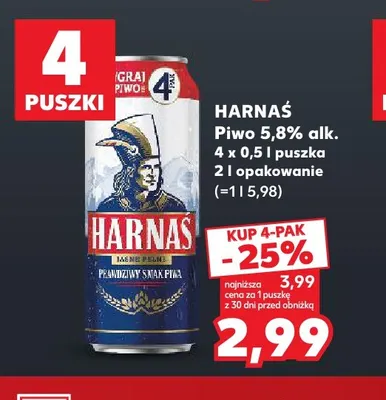 Piwo Harnaś 4-pak promocja w Kaufland