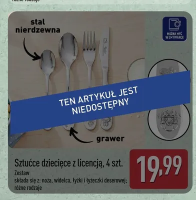 Sztućce dziecięce z licencją promocja w Aldi