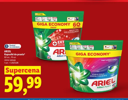 Kapsułki do prania Ariel Allin1 Pods Color promocja w Lidl