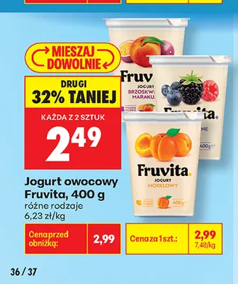 Jogurt owocowy Fruvita morelowy promocja w Biedronka