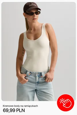 Kremowe body na ramiączkach Cropp promocja w Cropp