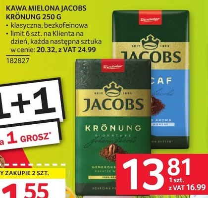 Kawa mielona Jacobs Krönung 250 g promocja w Selgros