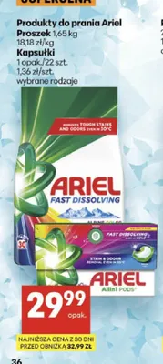 Kapsułki do prania Ariel promocja w Delikatesy Centrum