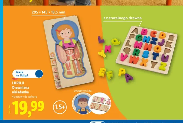Drewniana układanka cyfry Lupilu promocja w Lidl