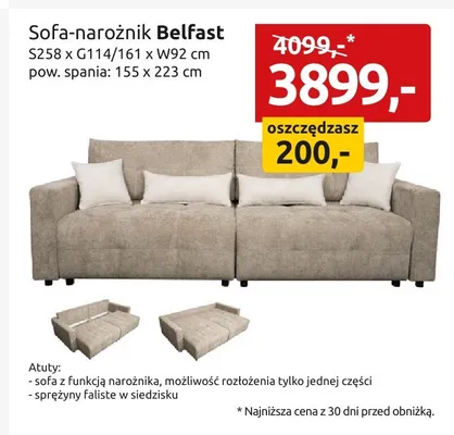 Sofa-narożnik Belfast promocja w Black Red White