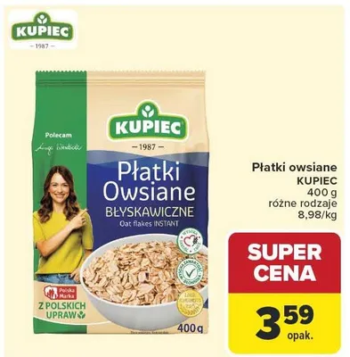 Płatki owsiane błyskawiczne promocja w Carrefour