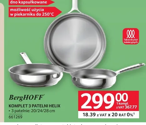 Komplet 3 patelni BergHOFF Helix promocja w Selgros