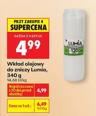 Wkład olejowy do znicza Lumia promocja w Biedronka