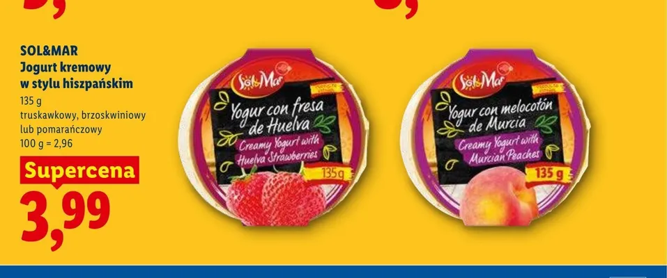 Jogurt kremowy w stylu hiszpańskim SOL&MAR promocja w Lidl