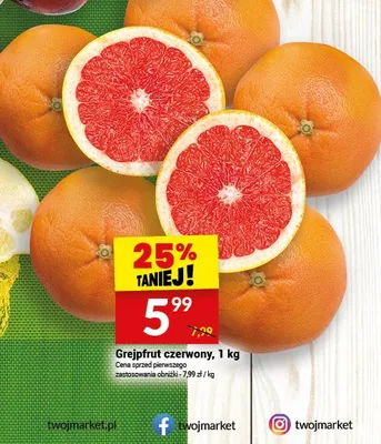 Grejpfrut czerwony, 1 kg promocja w Twój Market