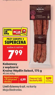 Kabanosy z wędzarni promocja w Biedronka