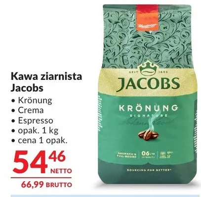 Kawa ziarnista Jacobs Krönung Crema Espresso promocja w Makro