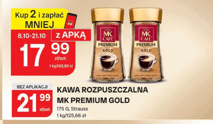 Kawa rozpuszczalna MK Café Premium Gold promocja w Chorten