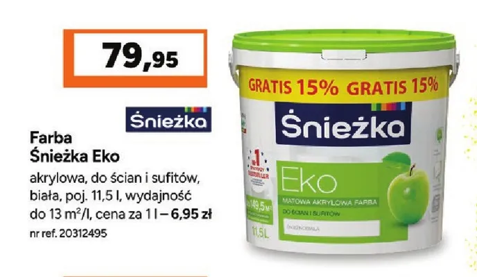 Farba akrylowa Śnieżka Eko biała promocja w Bricoman