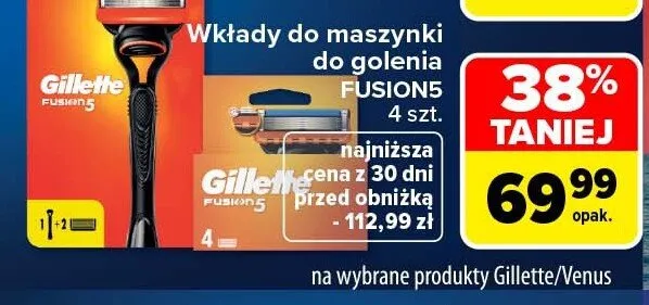 Wkłady do maszynki do golenia Gillette Fusion5 promocja w Carrefour
