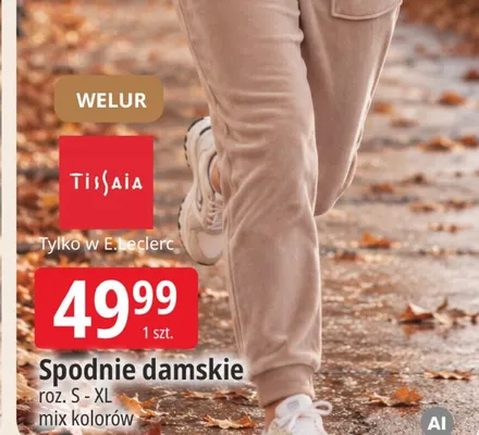 Spodnie damskie welurowe Tissaia promocja w Leclerc