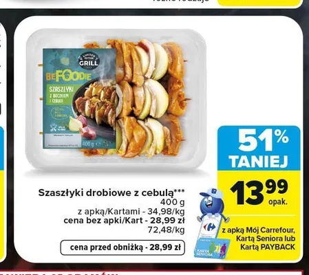 Szaszłyki drobiowe z cebulą Befoodie promocja w Carrefour