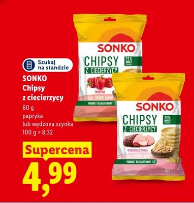 Chipsy z ciecierzycy Sonko wędzona szynka promocja w Lidl