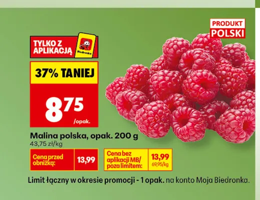 Maliny polskie promocja w Biedronka