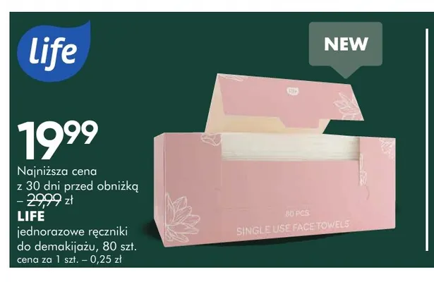 Jednorazowe ręczniki do demakijażu Life promocja w Super-Pharm