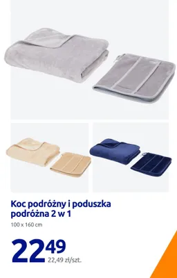 Koc podróżny i poduszka podróżna 2 w 1 100x160cm promocja w Action