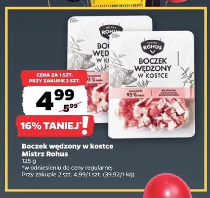 Boczek wędzony w kostce Mistrz Rohus promocja w Netto