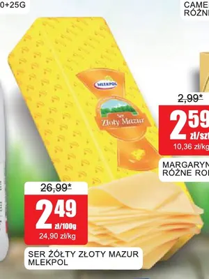 Ser żółty Złoty Mazur Mlekpol promocja w Bingo