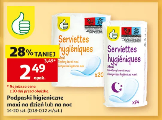Podpaski higieniczne maxi na noc promocja w Auchan