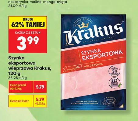 Szynka eksportowa wieprzowa Krakus promocja w Biedronka