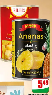 Ananas w puszce kawałki w syropie Hillios promocja w Dino
