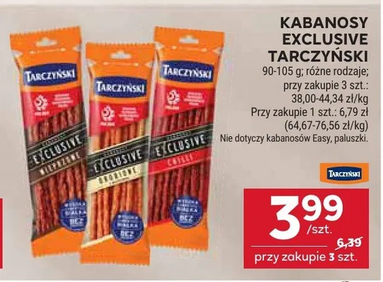 Kabanosy Exclusive, Tarczyński różne rodzaje przy zakupie 3 szt. promocja w Stokrotka