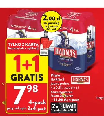 Piwo Harnaś 4-pak promocja w Intermarche