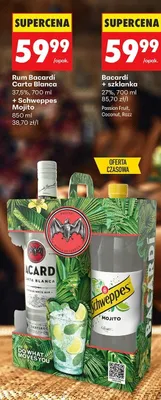 Zestaw rum Bacardí Carta Blanca + napój Schweppes Mojito promocja w Biedronka