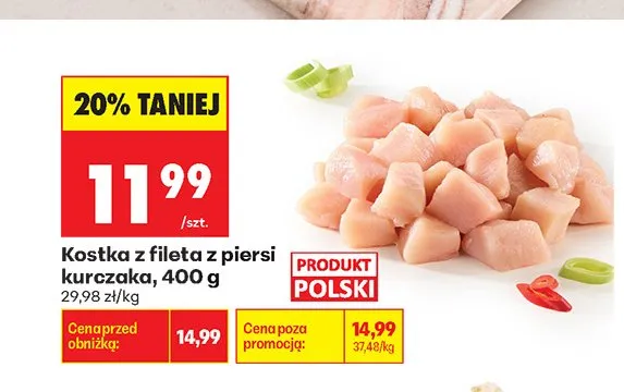 Kostka z fileta z piersi kurczaka promocja w Biedronka