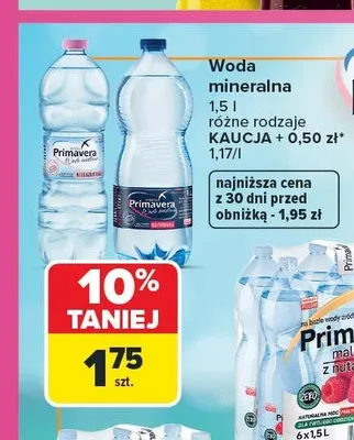Woda mineralna Primavera lekko gazowana promocja w Carrefour