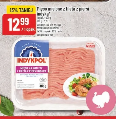 Mięso mielone z fileta z piersi indyka Indykpol promocja w POLOmarket