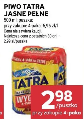 Piwo Tatra jasne pełne promocja w Stokrotka