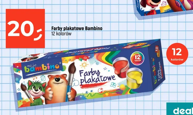Farby plakatowe Bambino 12 kolorów promocja w Dealz